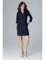 Dámské šaty L004 tmavě modré - Lenitif Dámské šaty L004 tmavě modré - Lenitif