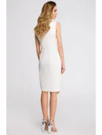 Pouzdrové šaty bez rukávů S105 ecru - Stylove Pouzdrové šaty bez rukávů S105 ecru - Stylove