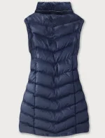 Tmavě modrá dámská zimní bunda s odepínacími rukávy (w761) Tmavě modrá dámská zimní bunda s odepínacími rukávy (w761)