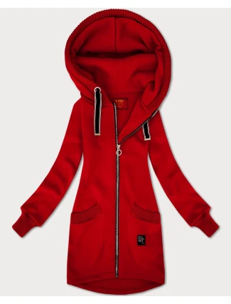 Červená dámská mikina se svetrovými vsadkami LHD (AMG-172A) Červená dámská mikina se svetrovými vsadkami LHD (AMG-172A)