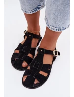 Dámské sandály Rímské ploché černé Belanessa