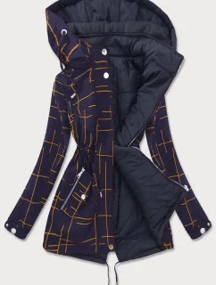 Tmavě modro-žlutá oboustranná dámská bunda parka (w656big)