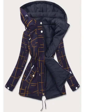 Tmavě modro-žlutá oboustranná dámská bunda parka (w656big)