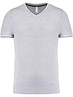 Kariban K 374 Pánské piqué tričko s výstřihem do V 20.K374 oxford grey/navy/white Kariban K 374 Pánské piqué tričko s výstřihem do V 20.K374 oxford grey/navy/white