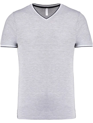 Kariban K 374 Pánské piqué tričko s výstřihem do V 20.K374 oxford grey/navy/white Kariban K 374 Pánské piqué tričko s výstřihem do V 20.K374 oxford grey/navy/white
