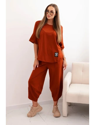 Bavlněný komplet halenka + kalhoty zázvor Bavlněný komplet halenka + kalhoty zázvor