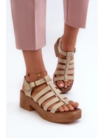 Dámské kožené sandály Zazoo 40410 béžové Dámské kožené sandály Zazoo 40410 béžové