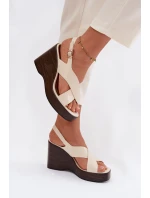 Dámské sandály z eko kůže na platformě Béžové Janivra