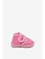 Dětské bačkory na suchý zip s proužky – růžové Lavelle Dětské bačkory na suchý zip s proužky – růžové Lavelle