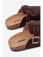 Pánské domácí pantofle s přezkou Luvan – čokoládové