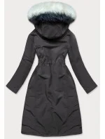 Dlouhá dámská bavlněná zimní bunda parka v grafitové barvě (wm268)