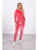 Velurová souprava s řasením na zadní straně malinová Velurová souprava s řasením na zadní straně malinová