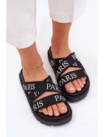 Dámské pantofle s textilními pásky Paris na platformě černé Celinea