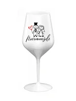 NOVOMANŽELÉ - bílá nerozbitná sklenice na víno 470 ml