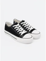 Komfortní  tenisky dámské černé bez podpatku