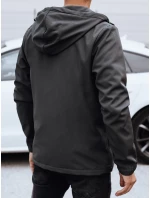 Pánská přechodná softshellová bunda s kapucí tmavě šedá FashionStreet TX4817