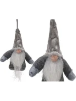 DEKORATIVNÍ PŘÍVĚSEK SANTA S ÚCHYTY 11CM ŠEDÝ