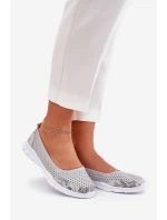 Kožené perforované baleríny Vinceza 95323 šedé