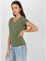 Dámská halenka TW BZ BL 1006.56 khaki - FPrice Dámská halenka TW BZ BL 1006.56 khaki - FPrice