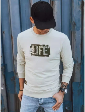 Pánská béžová mikina s potiskem FashionStreet BX5361 Pánská béžová mikina s potiskem FashionStreet BX5361