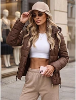 Dámská prošívaná bunda s kapucí, hnědá, FashionStreet TY5861 Dámská prošívaná bunda s kapucí, hnědá, FashionStreet TY5861