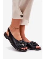Kožené Ploché Sandály S Dekorací CheBello 4642 Černé