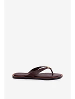 Dámské ploché žabky s zlatým detailem čokoládové Tella