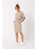 M728 Přiléhavá sukně s kapsami - béžová
