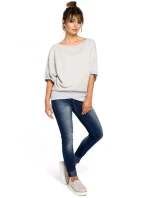 B048 Halenka nadměrné velikosti se zavinovacími detaily - pudrová