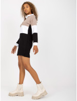 Béžové a černé jednoduché basic šaty z bavlny RUE PARIS