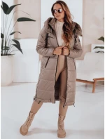 Dámská přechodná bunda ORVITA prošívaná s kapucí tmavě béžová FashionStreet TY5027