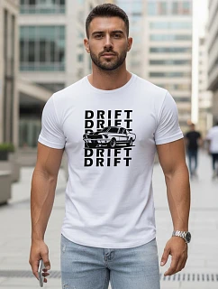 DRIFT FashionStreet pánské bavlněné tričko s potiskem bílé NX5081R