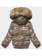 Světle hnědá lakovaná dámská bunda (B8039-12)
