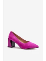Sametové lodičky na podpatku Fuksiová Alessyndra