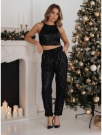 Dámské kalhoty SPARKZON v jedné velikosti s flitry černé FashionStreet UY2257 Dámské kalhoty SPARKZON v jedné velikosti s flitry černé FashionStreet UY2257