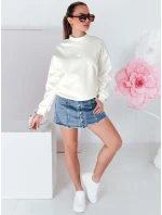 Dámská oversize mikina s nášivkou LOVASON ecru FashionStreet BY1421 Dámská oversize mikina s nášivkou LOVASON ecru FashionStreet BY1421