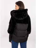 Černá volná bunda z různých materiálů (WJ218) Černá volná bunda z různých materiálů (WJ218)