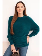 Dámský svetr z vlny s jemnou texturou a dlouhým rukávem zelený tmavý