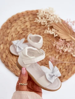 Dětské Sandálky S Mašlí Se Zapínáním Na Suchý Zip Bílé Wistala