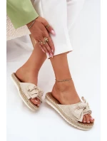 Dámské Pantofle Na Platformě S Pletením A Mašlí Béžové Alpireda