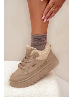 Dámské zateplené sportovní boty na platformě SS274105 Béžová - Big Star