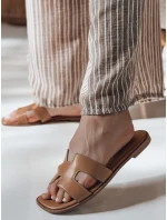 KLASSINO khaki FashionStreet dámské žabky s výřezem ZY0881