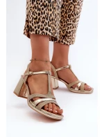 Dámské sandály na podpatku z ekokůže zlaté Lyana