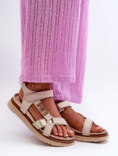 Zazoo 50103 Dámské Kožené Sandály Na Platformě Beige