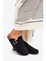 Dámské Pantofle a Na Platformě S Přezkou Černé Selio