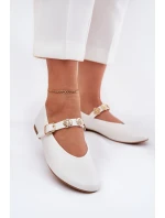 Dámské Baletky S Páskem A Zlatými Dekoracemi Bílé Firicene