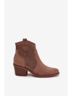 Dámské otevřené kotníkové boty na podpatku S.Barski HY61-8013 Hnědé