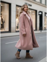 Dámský zimní kabát teddy kožešina dlouhý růžový FashionStreet NY0751z