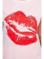 Halenka s potiskem rtů, pudrově růžová Halenka s potiskem rtů, pudrově růžová
