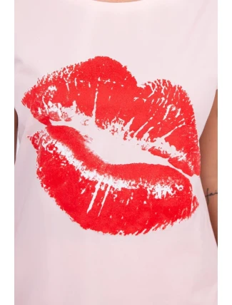 Halenka s potiskem rtů, pudrově růžová Halenka s potiskem rtů, pudrově růžová